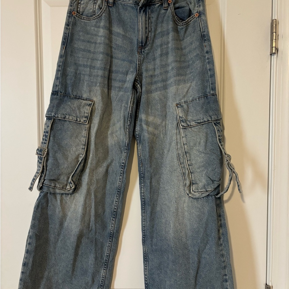 Wide Leg Blue Jeans